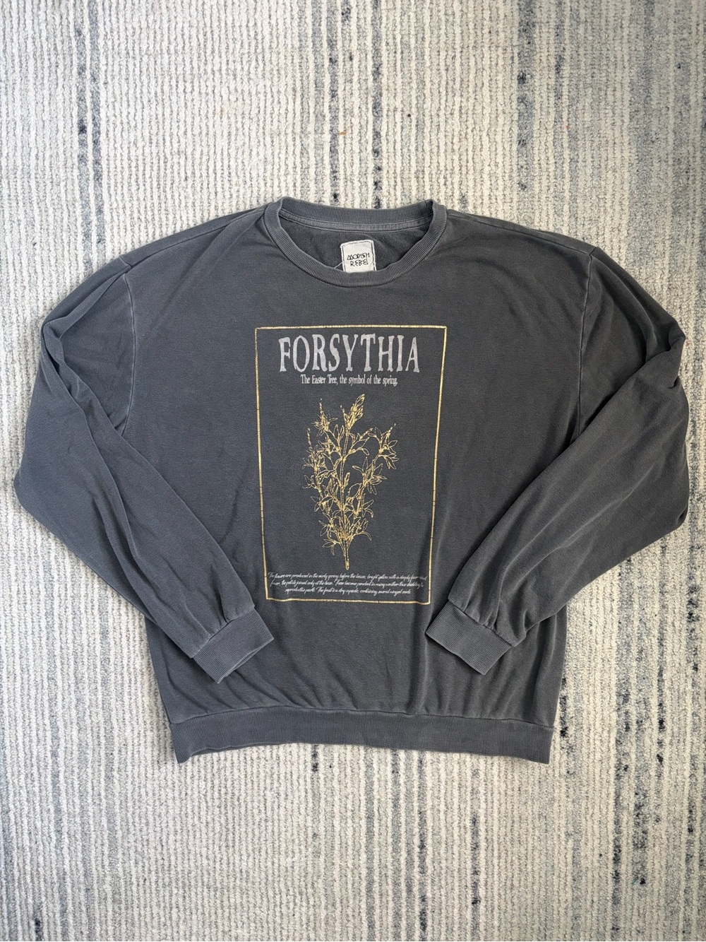 Modish Rebel Forsythia Graphic Crewneck Sweater - Charcoal Gray Size M